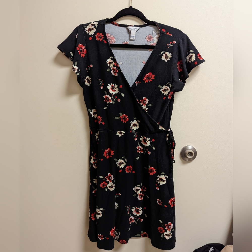 Arizona black floral wrap dress